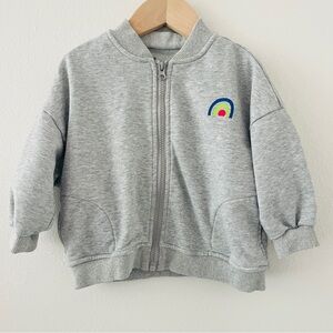 Gray Zip Up Rainbow Icon Jacket